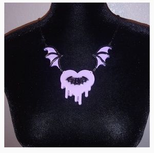 Bat wings heart necklace